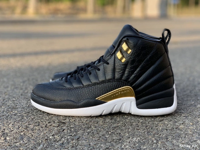 Black Air 'Reptile' Metallic Gold-White Jordan AO6068-007 Retro 12 0809